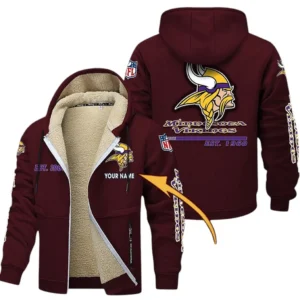 Minnesota Vikings NFL Lamb Fleece Thick Coat NFL44010725352, Gift For Fan Minnesota Vikings - Burgundy