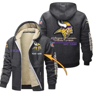 Minnesota Vikings NFL Lamb Fleece Thick Coat NFL44010725352, Gift For Fan Minnesota Vikings - Dark Gray