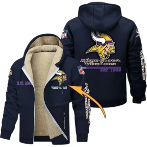 Minnesota Vikings NFL Lamb Fleece Thick Coat NFL44010725352, Gift For Fan Minnesota Vikings - Navy Blue