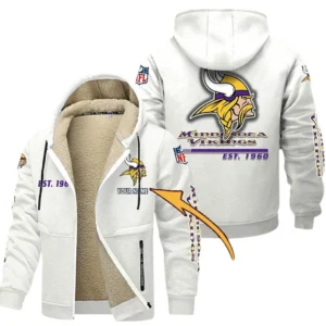 Minnesota Vikings NFL Lamb Fleece Thick Coat NFL44010725352, Gift For Fan Minnesota Vikings - White