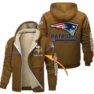 New England Patriots NFL Lamb Fleece Thick Coat NFL44010725353, Gift For Fan New England Patriots - Brown