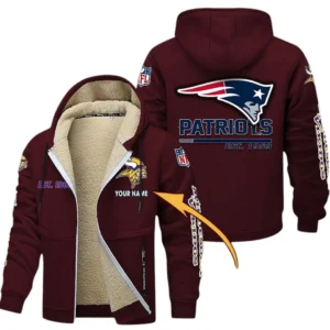 New England Patriots NFL Lamb Fleece Thick Coat NFL44010725353, Gift For Fan New England Patriots - Burgundy