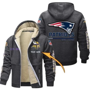 New England Patriots NFL Lamb Fleece Thick Coat NFL44010725353, Gift For Fan New England Patriots - Dark Gray