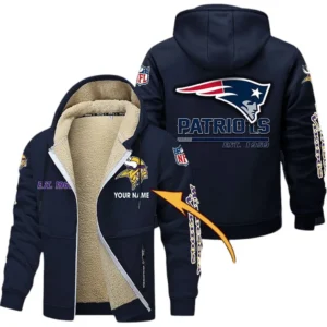 New England Patriots NFL Lamb Fleece Thick Coat NFL44010725353, Gift For Fan New England Patriots - Navy Blue