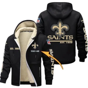 New Orleans Saints NFL Lamb Fleece Thick Coat NFL44010725354, Gift For Fan New Orleans Saints - Black