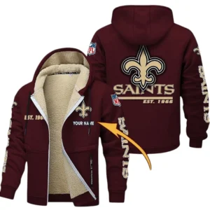 New Orleans Saints NFL Lamb Fleece Thick Coat NFL44010725354, Gift For Fan New Orleans Saints - Burgundy