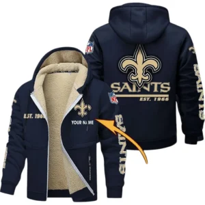 New Orleans Saints NFL Lamb Fleece Thick Coat NFL44010725354, Gift For Fan New Orleans Saints - Navy Blue