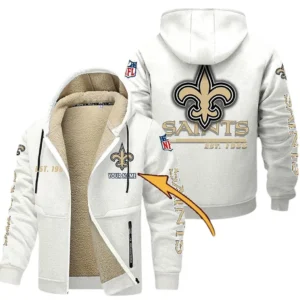 New Orleans Saints NFL Lamb Fleece Thick Coat NFL44010725354, Gift For Fan New Orleans Saints - White