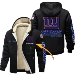 New York Giants NFL Lamb Fleece Thick Coat NFL44010725355, Gift For Fan New York Giants - Black