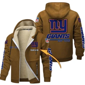 New York Giants NFL Lamb Fleece Thick Coat NFL44010725355, Gift For Fan New York Giants - Brown