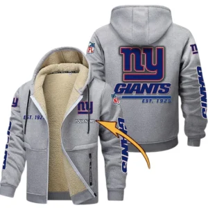 New York Giants NFL Lamb Fleece Thick Coat NFL44010725355, Gift For Fan New York Giants - Light Gray