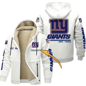 New York Giants NFL Lamb Fleece Thick Coat NFL44010725355, Gift For Fan New York Giants - White