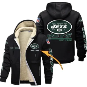 New York Jets NFL Lamb Fleece Thick Coat NFL44010725356, Gift For Fan New York Jets - Black