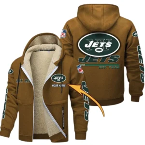 New York Jets NFL Lamb Fleece Thick Coat NFL44010725356, Gift For Fan New York Jets - Brown