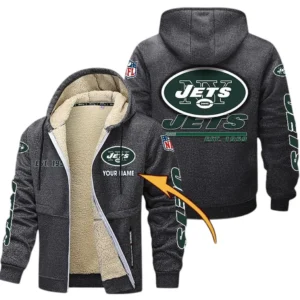 New York Jets NFL Lamb Fleece Thick Coat NFL44010725356, Gift For Fan New York Jets - Dark Gray
