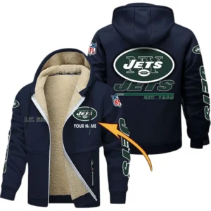 New York Jets NFL Lamb Fleece Thick Coat NFL44010725356, Gift For Fan New York Jets - Navy Blue