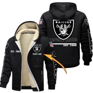 Las Vegas Raiders NFL Lamb Fleece Thick Coat NFL44010725357, Gift For Fan Las Vegas Raiders - Black