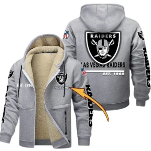 Las Vegas Raiders NFL Lamb Fleece Thick Coat NFL44010725357, Gift For Fan Las Vegas Raiders - Light Gray