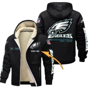 Philadelphia Eagles NFL Lamb Fleece Thick Coat NFL44010725358, Gift For Fan Philadelphia Eagles - Black
