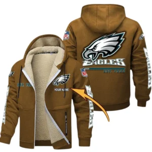 Philadelphia Eagles NFL Lamb Fleece Thick Coat NFL44010725358, Gift For Fan Philadelphia Eagles - Brown