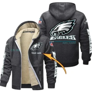 Philadelphia Eagles NFL Lamb Fleece Thick Coat NFL44010725358, Gift For Fan Philadelphia Eagles - Dark Gray
