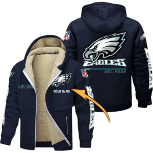 Philadelphia Eagles NFL Lamb Fleece Thick Coat NFL44010725358, Gift For Fan Philadelphia Eagles - Navy Blue