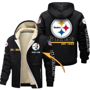 Pittsburgh Steelers NFL Lamb Fleece Thick Coat NFL44010725359, Gift For Fan Pittsburgh Steelers - Black