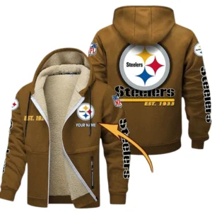 Pittsburgh Steelers NFL Lamb Fleece Thick Coat NFL44010725359, Gift For Fan Pittsburgh Steelers - Brown