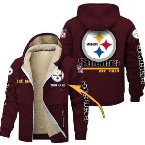 Pittsburgh Steelers NFL Lamb Fleece Thick Coat NFL44010725359, Gift For Fan Pittsburgh Steelers - Burgundy