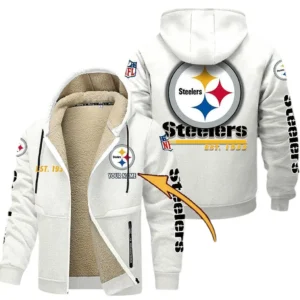 Pittsburgh Steelers NFL Lamb Fleece Thick Coat NFL44010725359, Gift For Fan Pittsburgh Steelers - White