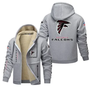Atlanta Falcons NFL Lamb Fleece Thick Coat NFL62012025333, Gift For Fan Atlanta Falcons - Light Gray