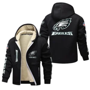 Philadelphia Eagles NFL Lamb Fleece Thick Coat NFL62012025334, Gift For Fan Philadelphia Eagles - Black