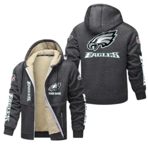 Philadelphia Eagles NFL Lamb Fleece Thick Coat NFL62012025334, Gift For Fan Philadelphia Eagles - Dark Gray