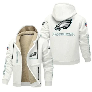 Philadelphia Eagles NFL Lamb Fleece Thick Coat NFL62012025334, Gift For Fan Philadelphia Eagles - White