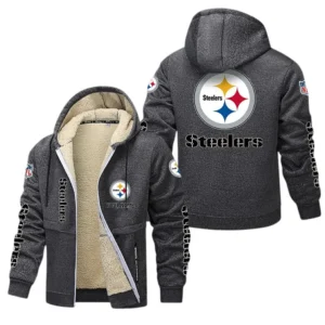Pittsburgh Steelers NFL Lamb Fleece Thick Coat NFL62012025339, Gift For Fan Pittsburgh Steelers - Dark Gray