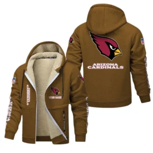 Arizona Cardinals NFL Lamb Fleece Thick Coat NFL62012025340, Gift For Fan Arizona Cardinals - Brown