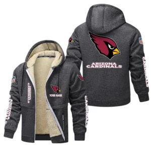 Arizona Cardinals NFL Lamb Fleece Thick Coat NFL62012025340, Gift For Fan Arizona Cardinals - Dark Gray