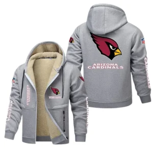 Arizona Cardinals NFL Lamb Fleece Thick Coat NFL62012025340, Gift For Fan Arizona Cardinals - Light Gray