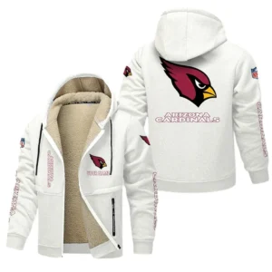 Arizona Cardinals NFL Lamb Fleece Thick Coat NFL62012025340, Gift For Fan Arizona Cardinals - White