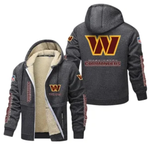 Washington Commanders NFL Lamb Fleece Thick Coat NFL62012025341, Gift For Fan Washington Commanders - Dark Gray
