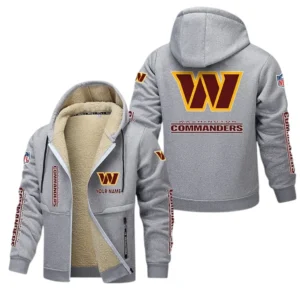 Washington Commanders NFL Lamb Fleece Thick Coat NFL62012025341, Gift For Fan Washington Commanders - Light Gray