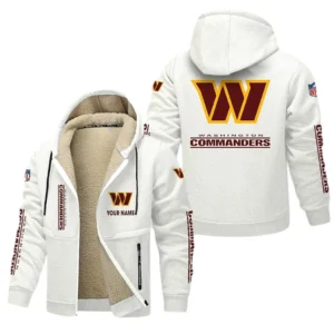 Washington Commanders NFL Lamb Fleece Thick Coat NFL62012025341, Gift For Fan Washington Commanders - White