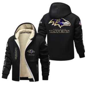 Baltimore Ravens NFL Lamb Fleece Thick Coat NFL62012025342, Gift For Fan Baltimore Ravens - Black