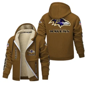 Baltimore Ravens NFL Lamb Fleece Thick Coat NFL62012025342, Gift For Fan Baltimore Ravens - Brown