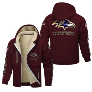 Baltimore Ravens NFL Lamb Fleece Thick Coat NFL62012025342, Gift For Fan Baltimore Ravens - Burgundy