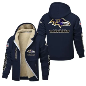 Baltimore Ravens NFL Lamb Fleece Thick Coat NFL62012025342, Gift For Fan Baltimore Ravens - Navy Blue