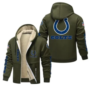 Indianapolis Colts NFL Lamb Fleece Thick Coat NFL62012025343, Gift For Fan Indianapolis Colts - Army Green