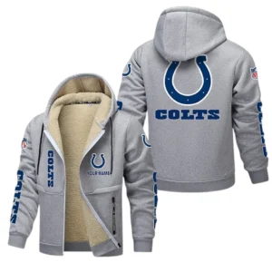 Indianapolis Colts NFL Lamb Fleece Thick Coat NFL62012025343, Gift For Fan Indianapolis Colts - Light Gray