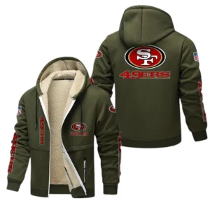 San Francisco 49ers NFL Lamb Fleece Thick Coat NFL62012025345, Gift For Fan San Francisco 49ers - Army Green