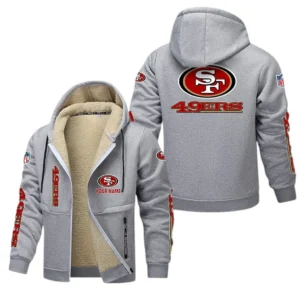 San Francisco 49ers NFL Lamb Fleece Thick Coat NFL62012025345, Gift For Fan San Francisco 49ers - Light Gray